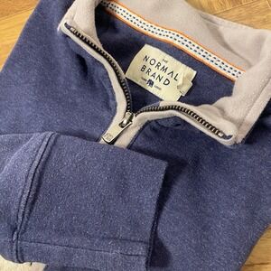 The Normal Brand Quarter Zip Mens Small Blue Puremeso Pullover Sweatshirt